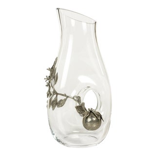 Lemon Pewter & Glass Pierced Pitcher For Sale