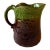 Green and Brown Majolica Pitcher With a Cow and Flowers For Sale