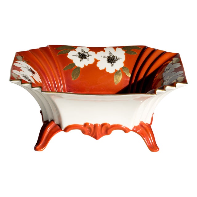 Large Mid-Century Art Deco Revival Porcelain Centerpiece Bowl by Schaubach Kunst, Germany, 1950s For Sale