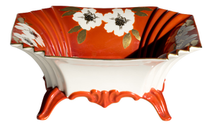 Large Mid-Century Art Deco Revival Porcelain Centerpiece Bowl by Schaubach Kunst, Germany, 1950s