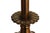 A brass and marble column table lamp. The central brass column is fluted, topped with a gadrooned knop and floral drip...