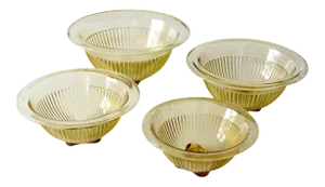 Vintage Ribbed Glass Mixing Bowls Set of 4