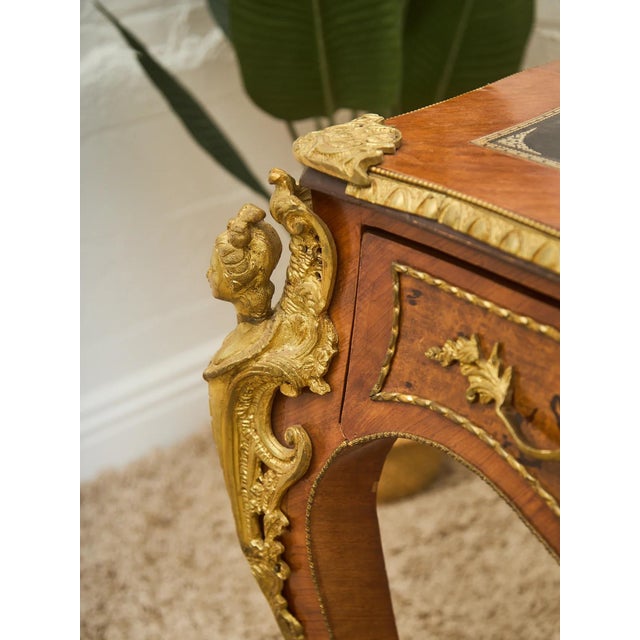 Late 19th Century Louis XV Style Bureau Plat Writing Table Bronze For Sale - Image 9 of 11