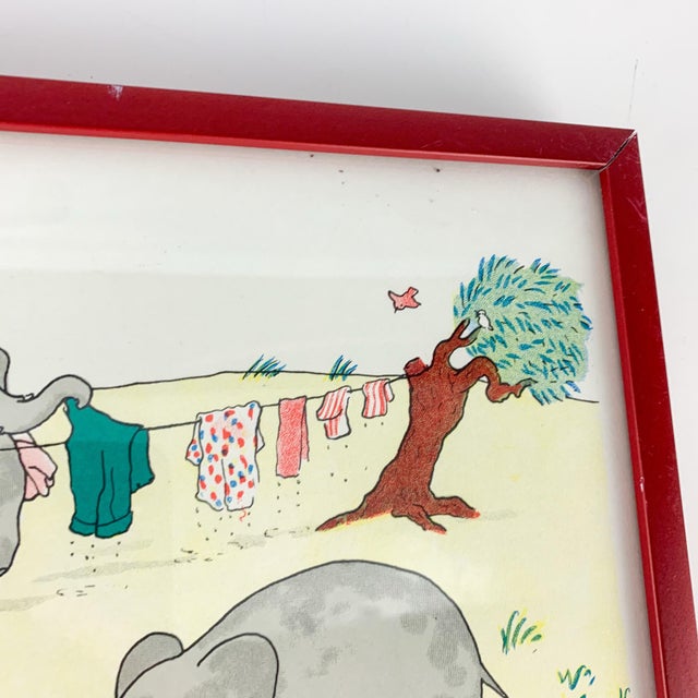 Mid 20th Century Vintage French Travels of Babar Celeste the Elephant Framed Print Lithograph For Sale - Image 5 of 8