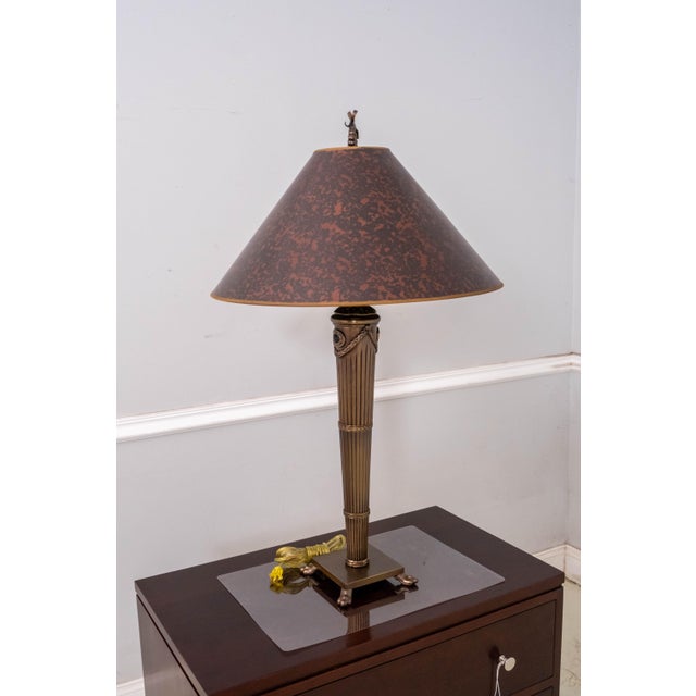 Pair of Chapman Brass Tall Table Lamps - Empire Style For Sale - Image 9 of 13