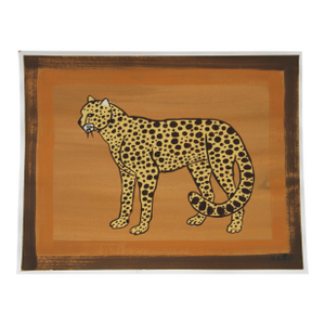 Leopard Cheetah Expressionist Minimalist Gold Raw Umber Brick Red Sienna Original Painting Cleo Plowden