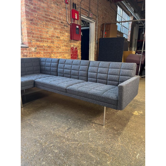Mid-Century Modern Geiger Tuxedo Two-Piece Component Lounge Sectional in Gray Wool Felt For Sale - Image 3 of 9