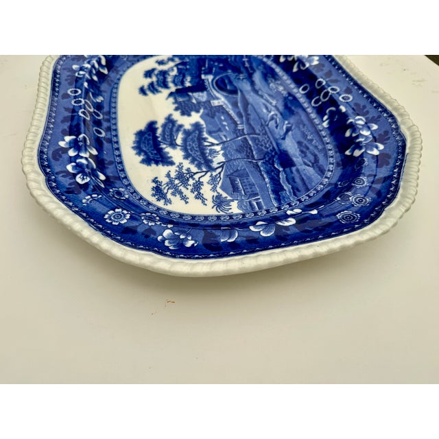 Antique Copeland Spode Tower Blue & White Transferware Platter, 17 Inch, Circa 1903 For Sale - Image 13 of 18