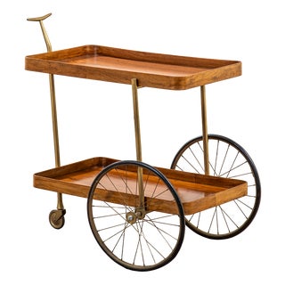Wooden Trolley attributed to Angelo Ostuni, 1960s For Sale