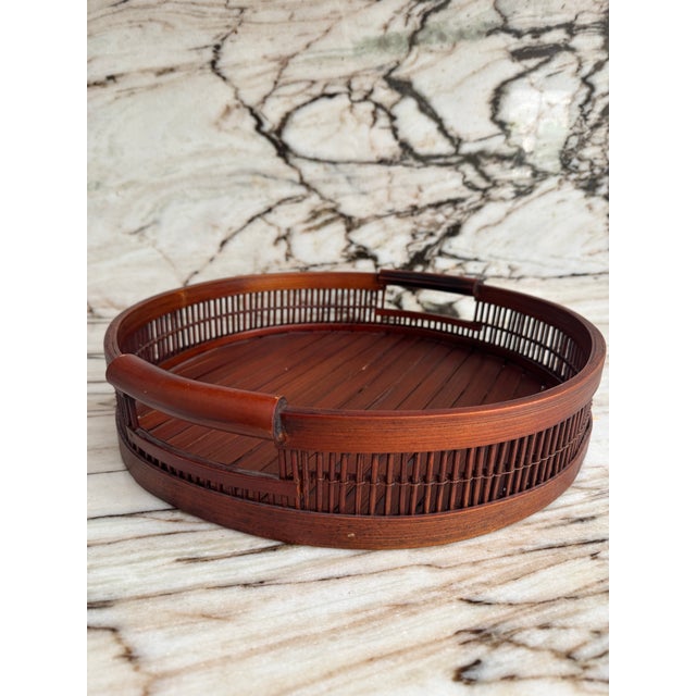 Bamboo Round Tray For Sale - Image 4 of 4