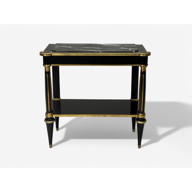 Hollywood Regency Hollywood Regency Style, Black Lacquer, Marble, Console Table, Usa, 1960s For Sale - Image 3 of 9