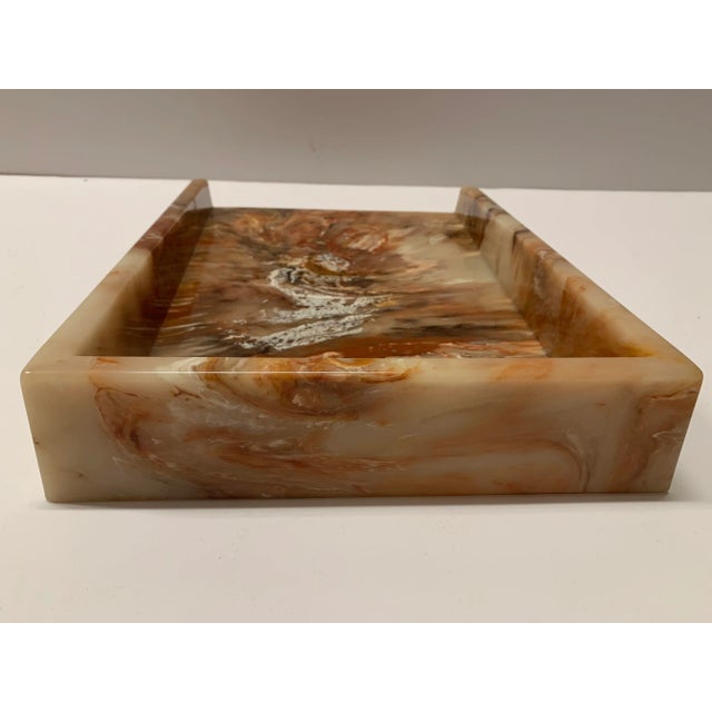 Faux Onyx Resin Desk Inbox Paper Holder For Sale - Image 9 of 13