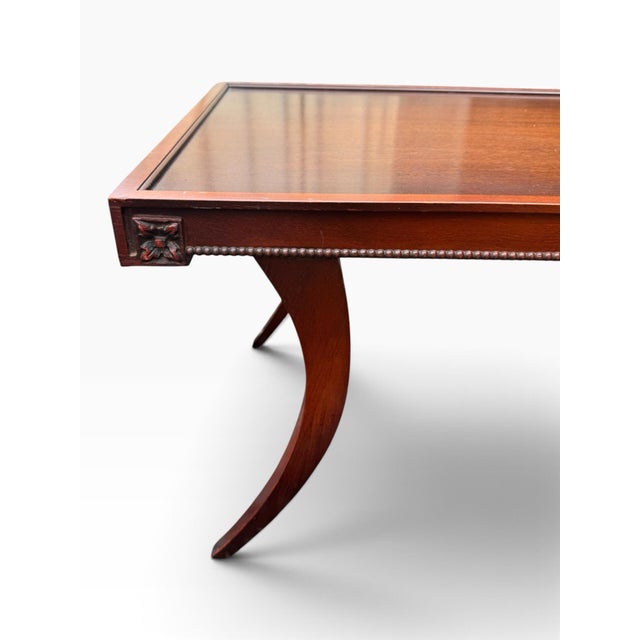 Wood Vintage Red Lion Coffee Table With Curved Legs Solid Wood For Sale - Image 7 of 11