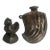 19th Century Burmese Patinated Bronze Bird Form Opium Weight and Indian Flask Bottle-Set of 2 For Sale