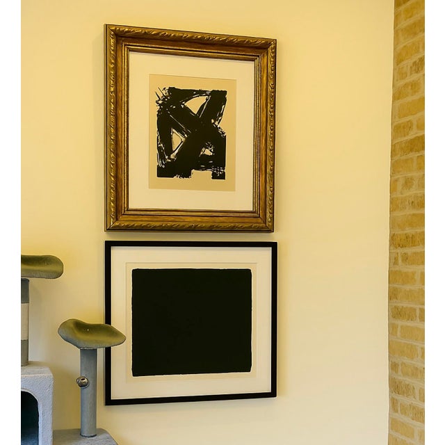 Mid-Century Abstract Mixed Media Painting in Black & White, Framed, 19.25” Square For Sale - Image 11 of 12