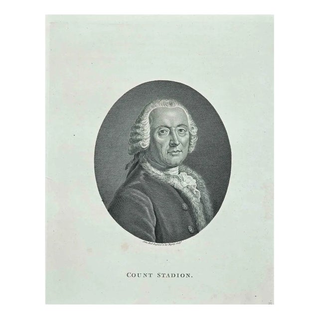 John Hall, Portrait of Count Stadion, Original Etching, 1810 For Sale
