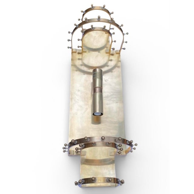 Metal Visual Comfort S 2651hab-Am Cadence Large Tiered Sconce in Hand Rubbed Antique Brass by Carrier and Company For Sale - Image 7 of 13