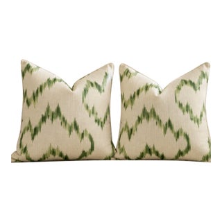 Lee Jofa Mallorcan Ikat Leaf Pillows - 22" Pair For Sale
