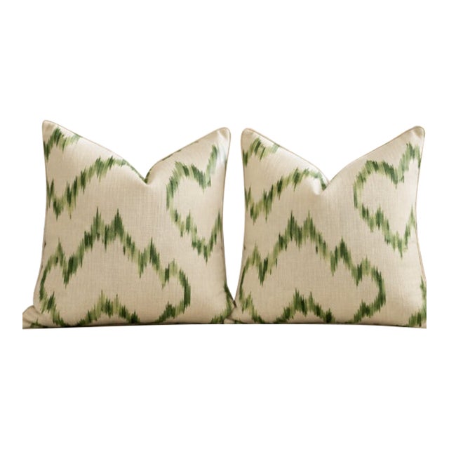 Lee Jofa Mallorcan Ikat Leaf Pillows - 22" Pair For Sale
