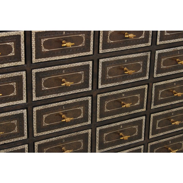 Maitland Smith Leather Wrapped Apothecary Chest For Sale - Image 10 of 18