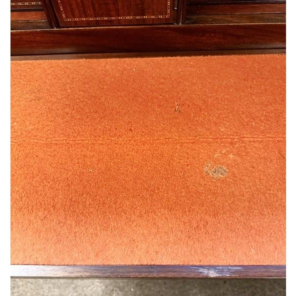 Mid 20th Century Beautiful Inlaid Mahogany and Flame Mahogany Tambour Desk For Sale - Image 12 of 13