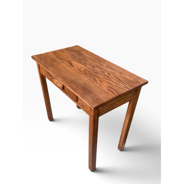 Vintage Solid Oak One-Drawer Writing Desk or Console Table, Refinished For Sale - Image 9 of 11