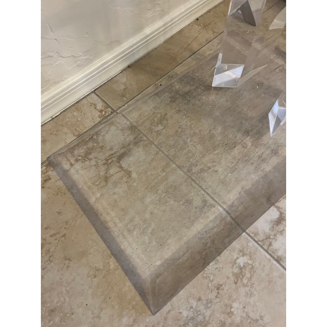 1980s 1980s Mid Century Modern Lucite Glass Side Table Style of Karl Springer For Sale - Image 5 of 12