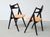 Wood Set of Fully Restored Sawbuck Chairs in Ebonized Oak by Hans J. Wegner for Carl Hansen & Søn, 1950s For Sale - Image 7 of 8