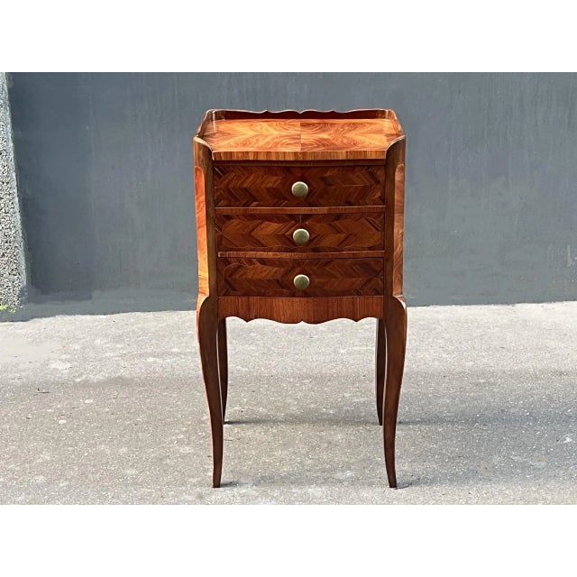 1900-1909 French Antique Shabby Louis XV Style Side Table Nightstand For Sale - Image 9 of 9