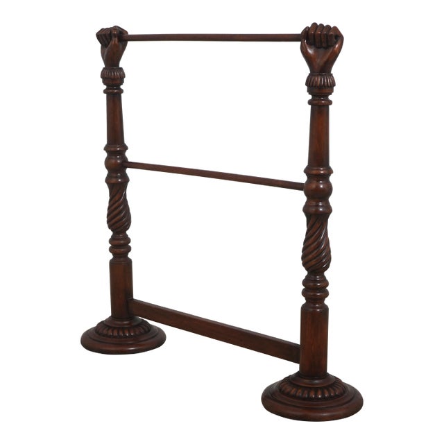 Maitland Smith Double Hand Mahogany Quilt Rack For Sale