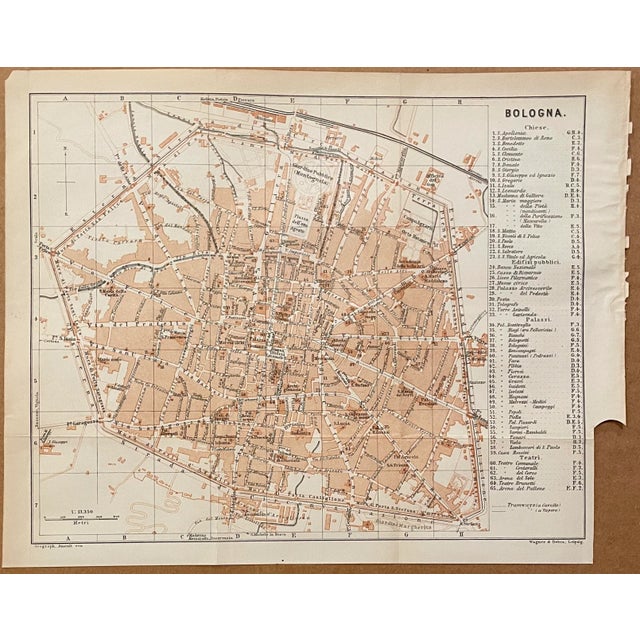 Italian Antique Map of Bologna Italy For Sale - Image 3 of 3