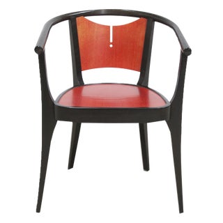 Baumann Armchairs Model Diese in Colour Wengé and Red from Pagnon Pelhaître, Set of 6 For Sale