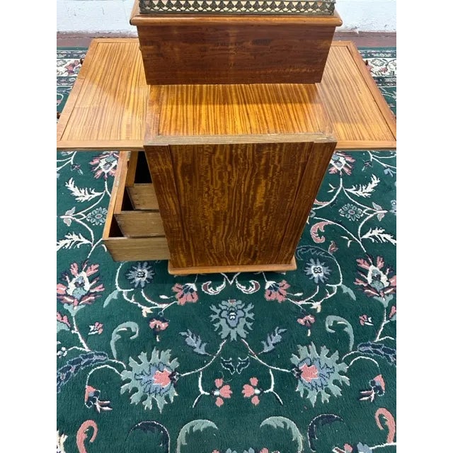 19th Century William IV Walnut & Leather Satinwood Davenport Antique Desk For Sale - Image 10 of 11