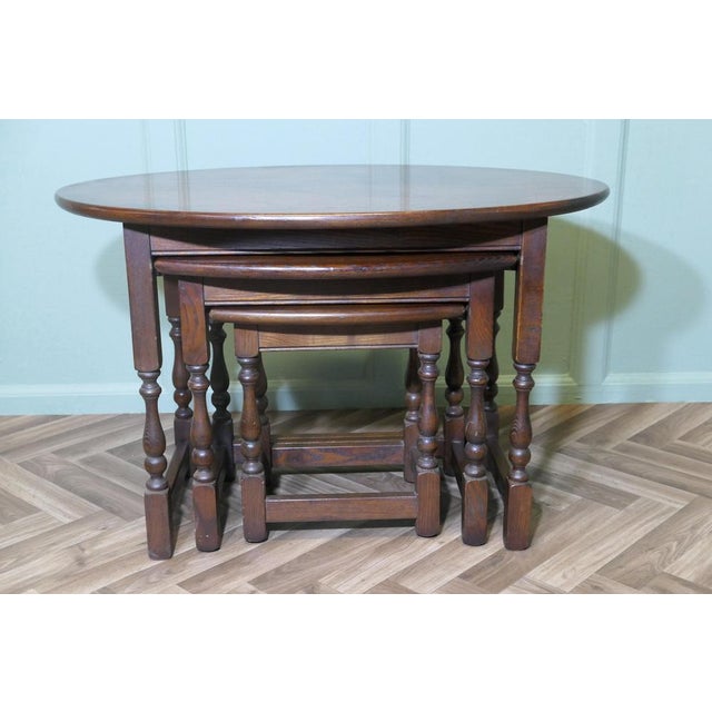 Oval Nest of Tables in Oak by Charm, 1940s, Set of 3 For Sale - Image 6 of 9