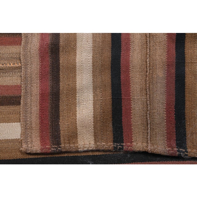 Textile Vintage Turkish Hand-Knotted Wool Cotton Brown Kilim Runner For Sale - Image 7 of 10
