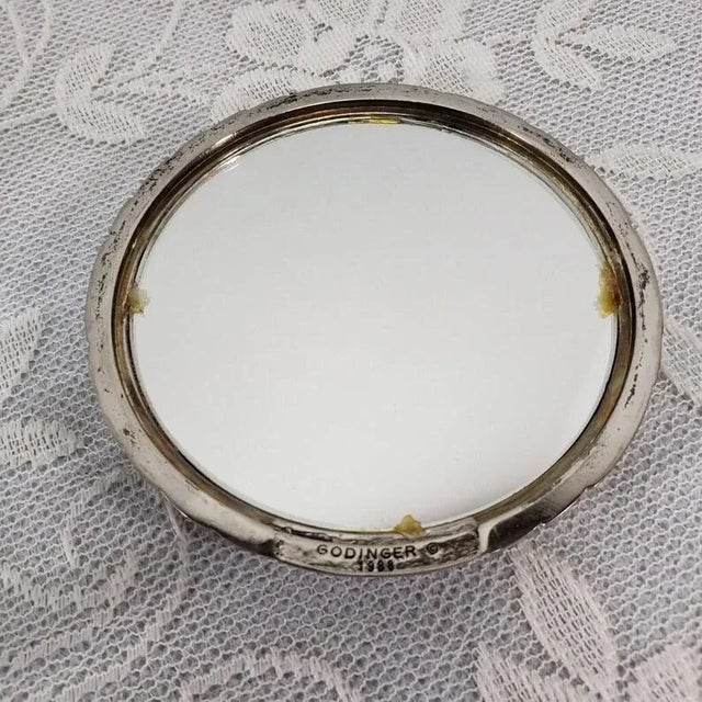 Vintage 1980s Art Deco Silver & Crystal Powder Puff Jar For Sale - Image 6 of 11