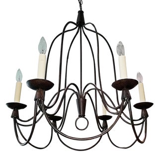 Late 20th Century Farm Style Iron Chandelier For Sale