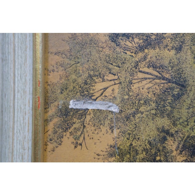 Green Antique Hw Robbins Where Noble Elms Abound Cows Farmhouse Road Etching 34" For Sale - Image 8 of 15