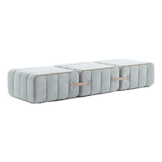 Curt Modular Set - Flexible Bench - Barcelona - River - V3347/33 (Light Blue) by Ambivalenz, Set of 3 For Sale