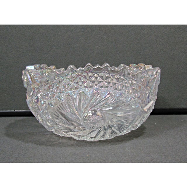 Glass Vintage l.e. Smith Comet in the Stars Iridescent Opalescent Crystal Bowl For Sale - Image 7 of 7