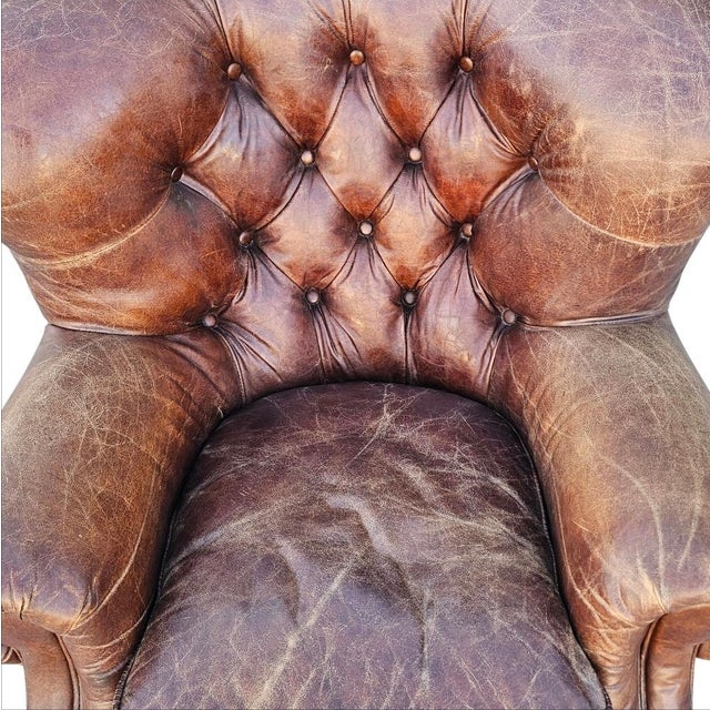 Restoration Hardware Churchill Tufted Leather Armchair For Sale - Image 16 of 18