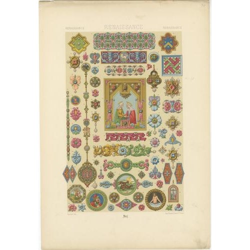 Paper After Albert Racinet, Medieval, Celtic & Renaissance Ornament, 1873, Chromolithographs, Set of 3 For Sale - Image 7 of 10