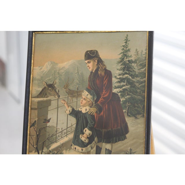 Four Seasons, 1800s, Chromolithograph, Framed, Set of 4 For Sale - Image 5 of 8