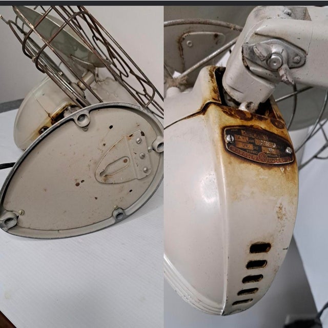 Light Gray Vintage Robbins & Myers 3-Speed Metal Desk Fan, Brantford Canada, Circa 1950 For Sale - Image 8 of 13