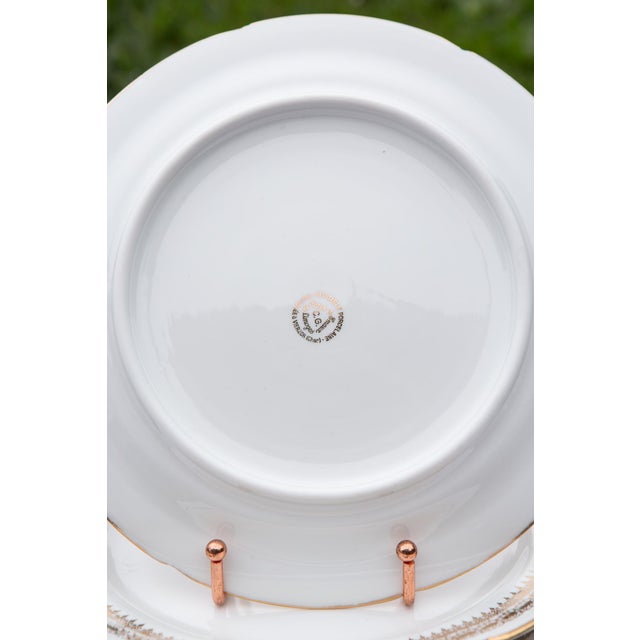 Porcelain Flat Plates with Gilt Details from Limoges, 1960s, Set of 12 For Sale - Image 3 of 8
