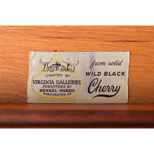 Henkel Harris American Colonial Solid Cherry Wood Breakfront or Sideboard Buffet With Hutch Top, 1977 For Sale - Image 10 of 15