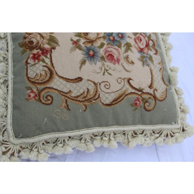 French Traditional Wool Pedi Point Down Pillow With Loop Fringe and Cotton Tassels For Sale - Image 11 of 13