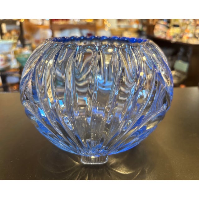 1940s Cambridge Glass Caprice Moonlight Blue Bowl Vase For Sale - Image 5 of 8