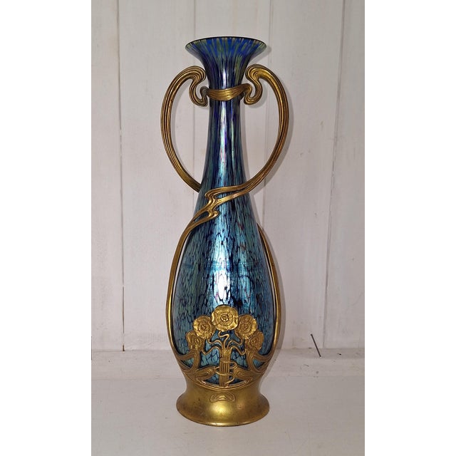 Blue Antique Art Nouveau Papillon Handle Vase from Lötz Wwe, 1901 For Sale - Image 8 of 8
