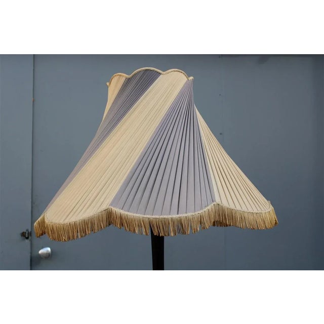 Italian Mahogany and Brass Pedestal Floor Lamp, 1950s For Sale - Image 6 of 11